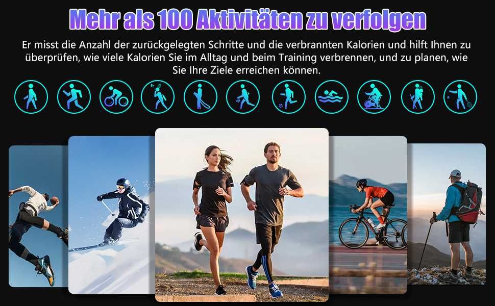 НОВ мъжки смарт часовник NX23, 2" с LED фенерче IP68 водоустойчив...