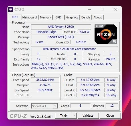 Procesor AMD Ryzen 5 2600 + Cooler stock