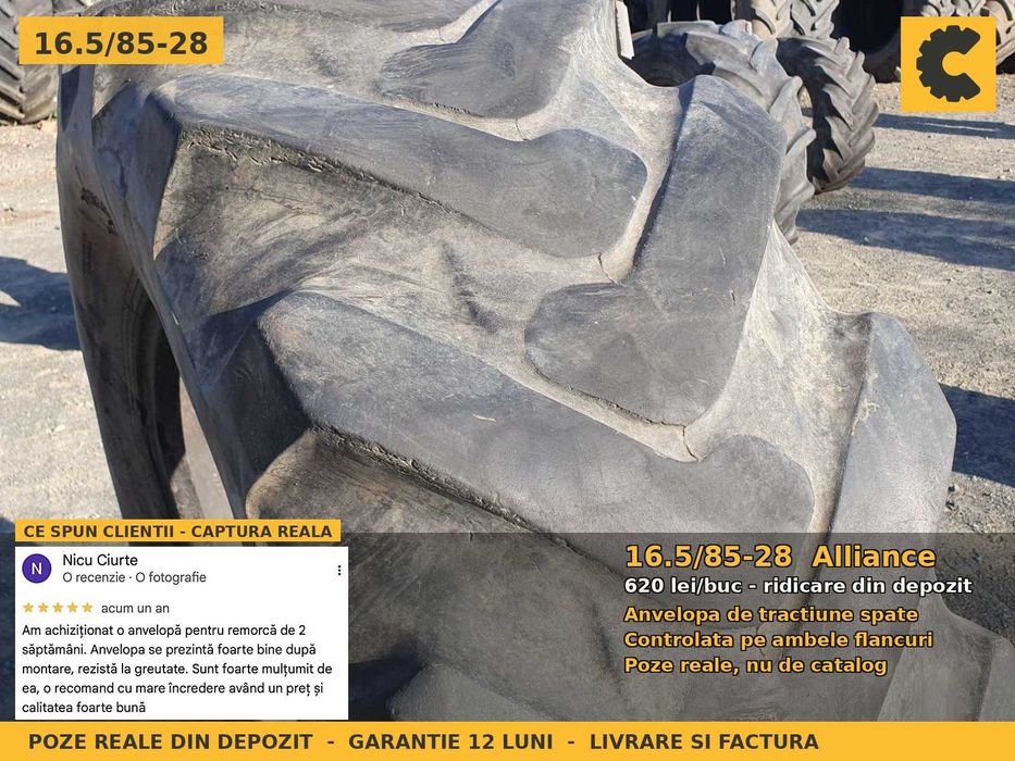 Cauciucuri Anvelope 16.5/85-28 16.5/85 28 16.9-28 420/85-28 1658528 Alliance Tractor Punte Spate Tractiune SH Second Hand OCAZIE Oferta Pret Bun