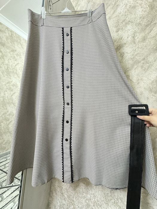 Kletka printli uzun yubka