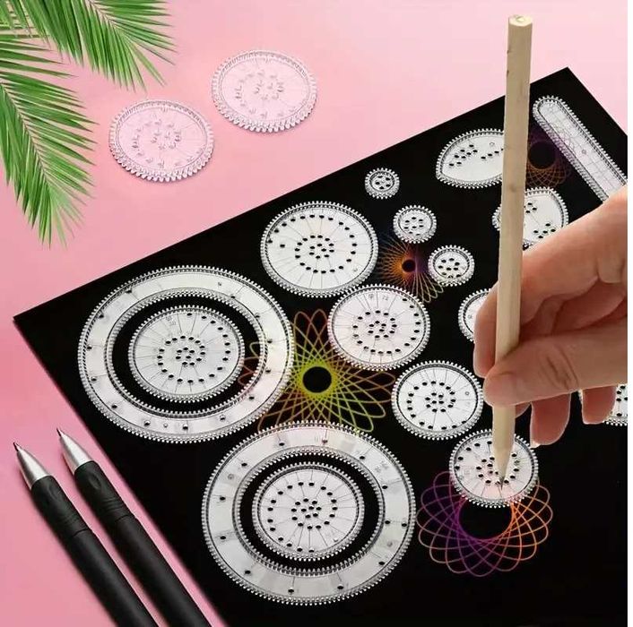 Set 22 de piese pentru desen, Jucărie educativă caleidoscop, colorare