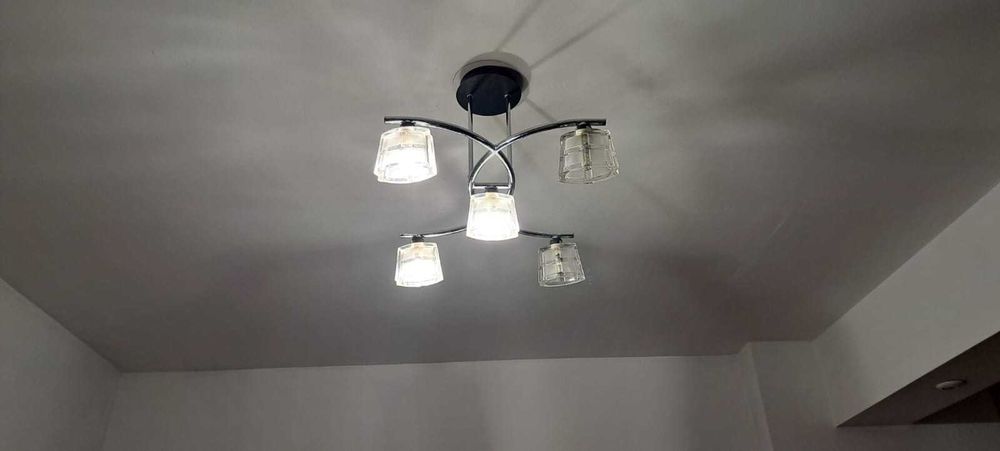 Lustra inox/sticla cu 4 si 5 becuri