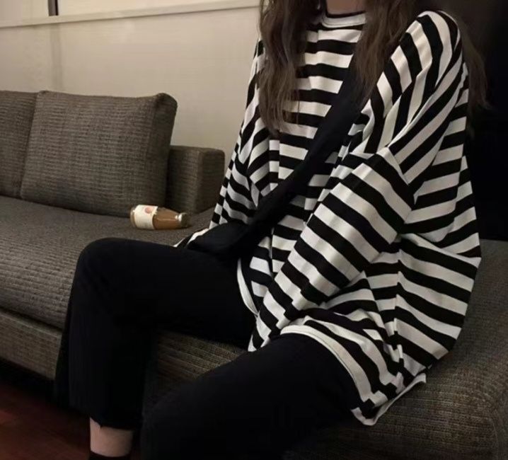 полосатая кофта, оверсайз