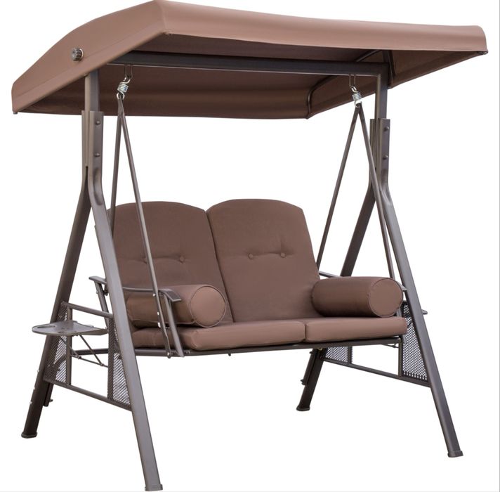 Градинска люлка Outsunny за 2 души с регулируем люк и възглавница