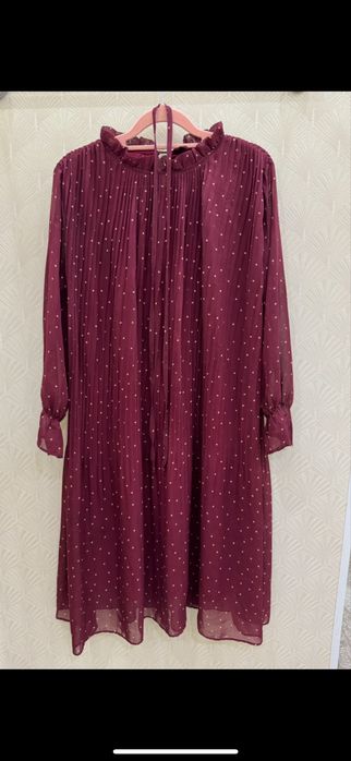 Платья горошек бордовый