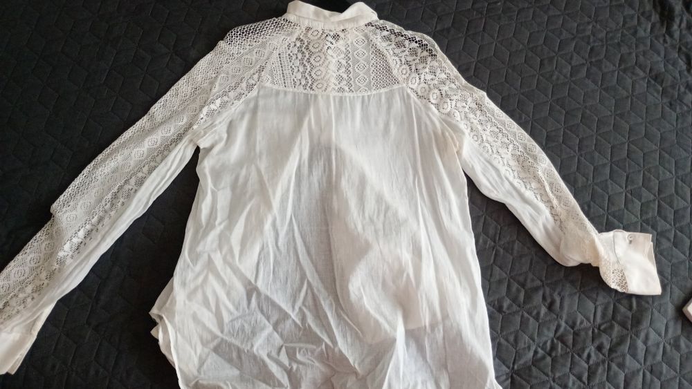 Cămașa damă, pânză topita, crem, măsură M