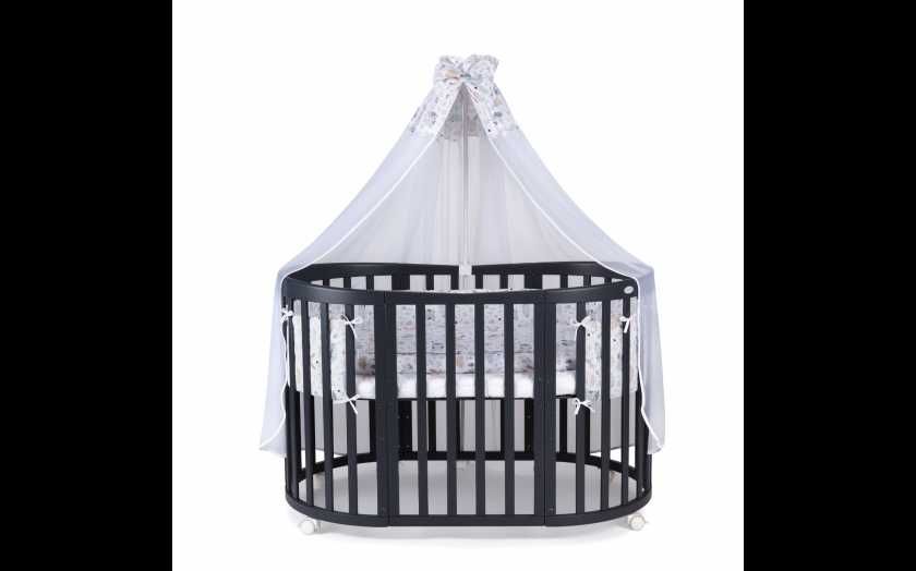 Кошара за Бебе Смарт 7в1 Овал, Детско Легло 0-10 год. - Цвят Графит