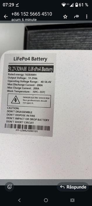 Baterii lifepo4  stocare