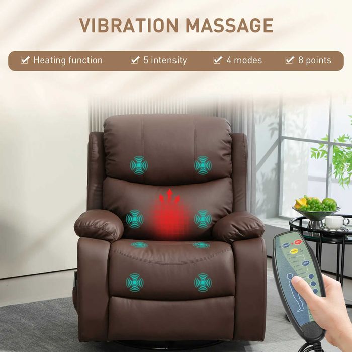 Fotoliu Electric Rabatabil cu 8 Puncte de Masaj , maro , HOMCOM
