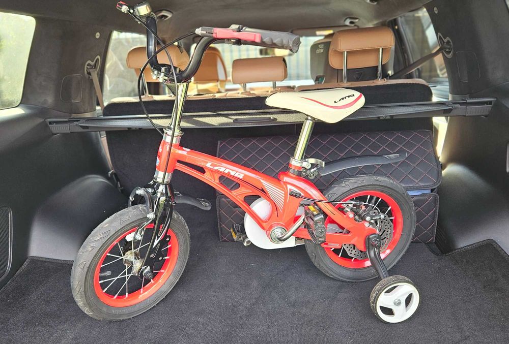 Bicicleta 12" copii LANQ W1256D aliaj magneziu frana spate disc. Stare EXCELENTA roti ajutatoare
