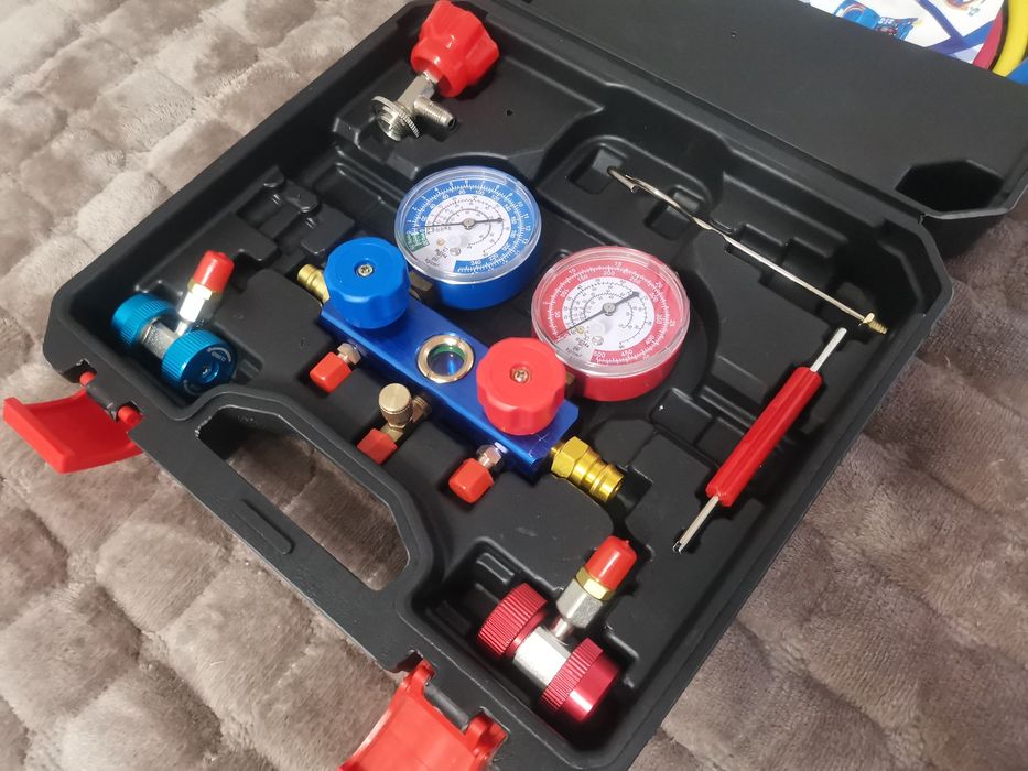 Trusa Set baterie manometre clima auto, Freon/AC R-134a R404a