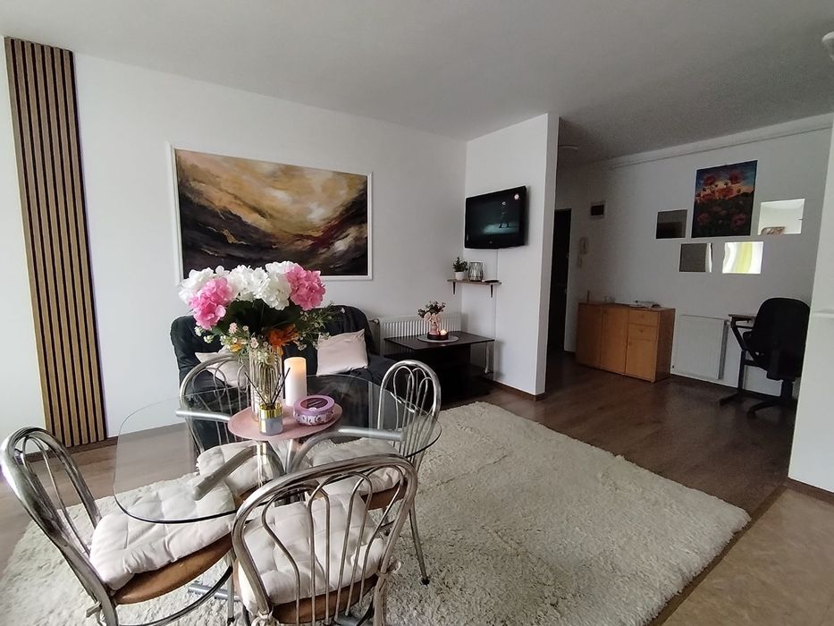 Închiriez aprt. cochet 2 cam. 299 E , open space
