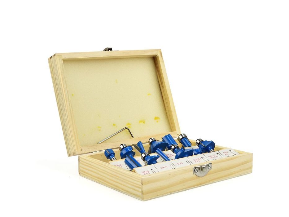 Set 12 freze pentru lemn cu diametru 6 mm - hss - geko