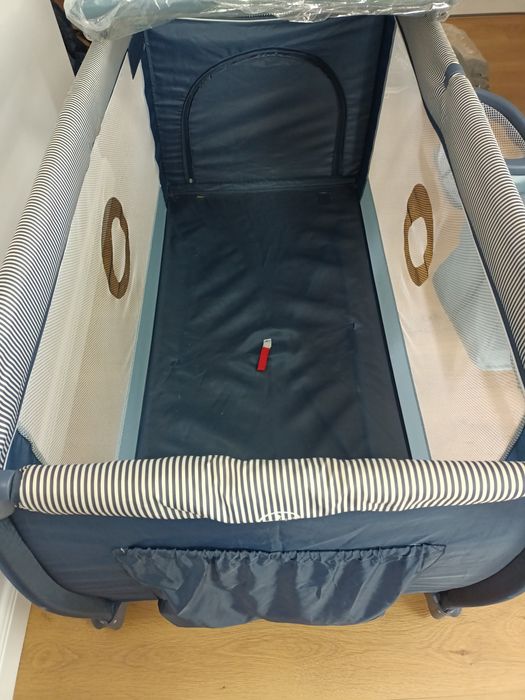 Patut pliant Lionelo Sven Plus Blue Navi cu doua nivele