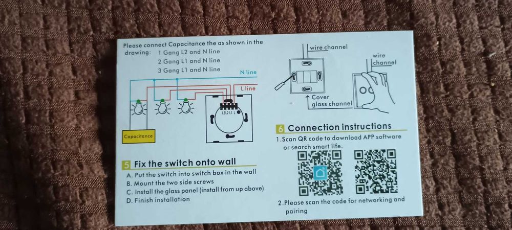Intrerupator smart cu 2 canale cu comanda touch sau prin Wi-Fi prin aplicatia  Tuya sau Smart Life  Alb/Negru