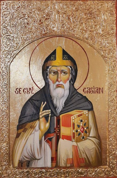Sfantul Cuvios CASIAN, icoana pictata, 20 x 30 cm, ornament