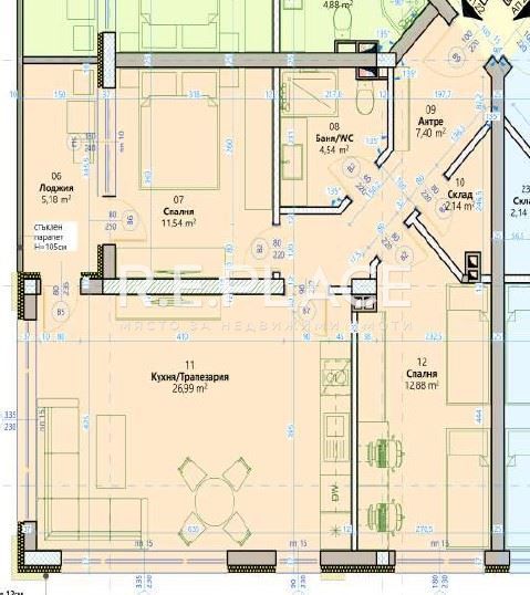 3-стаен в Варна, област-м-т Кабакум площ 99 цена 175000