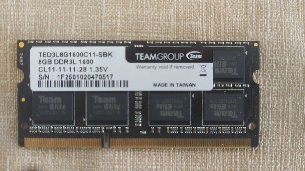 Рам памет за лаптоп 8GB DDR3L PC3-12800 DDR3-1600MHz non-ECC