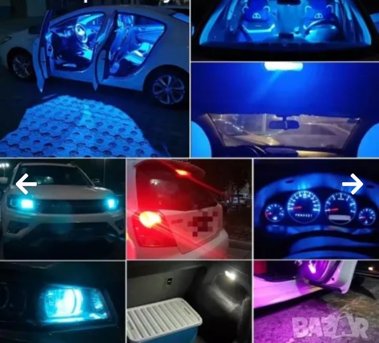 Led крушки T10 W5W габаритни 7 цвята, 12v , 6000k лед лампа