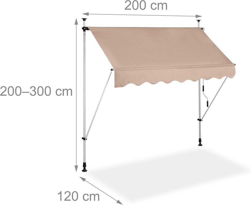 Relaxdays Copertina retractabila pentru terasa ,bej, 200 cm
