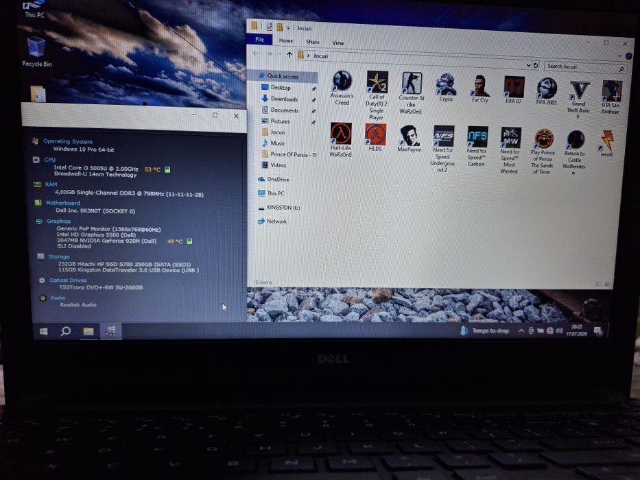 Laptop gaming Dell cu multe jocuri instalate Gta 5