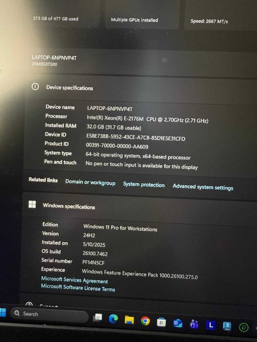 Laptop Lenovo ThinkPad P72 IntelXeon E-2176 32GB RAM Quadro P4200 8Gb