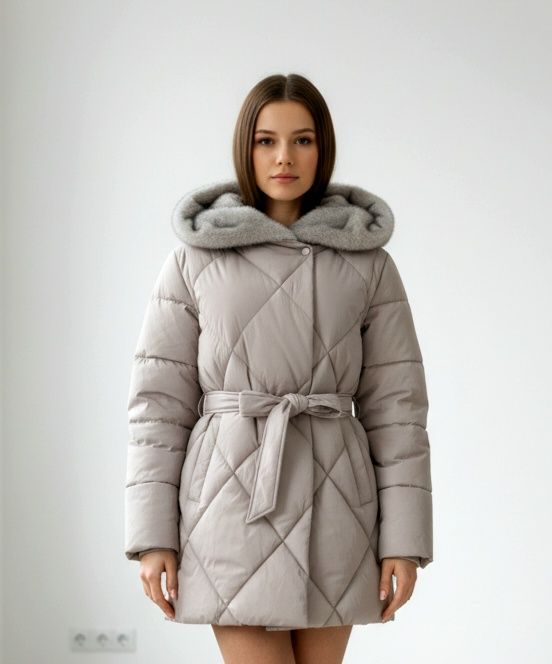 Зимняя куртка бежевая