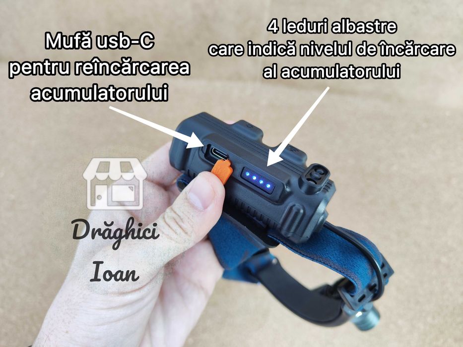 Lanterna PROFESIONALA cu senzor miscare - LED XPG si banda COB