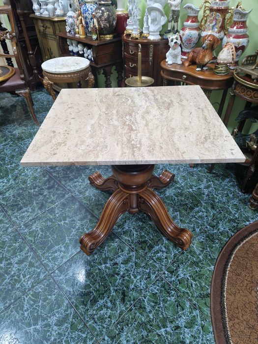 Страхотна антикварна белгийска маса с мраморен плот