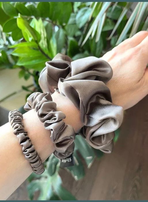 Set 3 elastice par matase naturala scrunchie