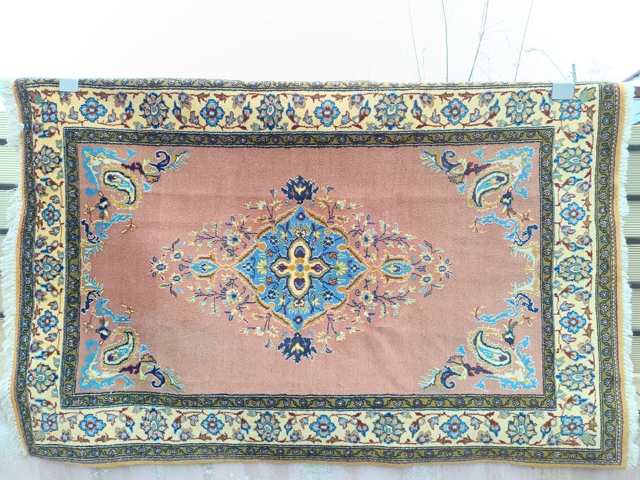 Covor traditional persan, Ghoum/Qom-India, lucrat manual, lana160x105.