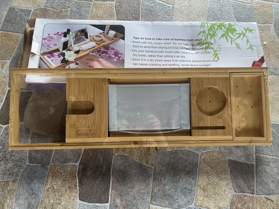 Tavă pentru cada de baie din bambus