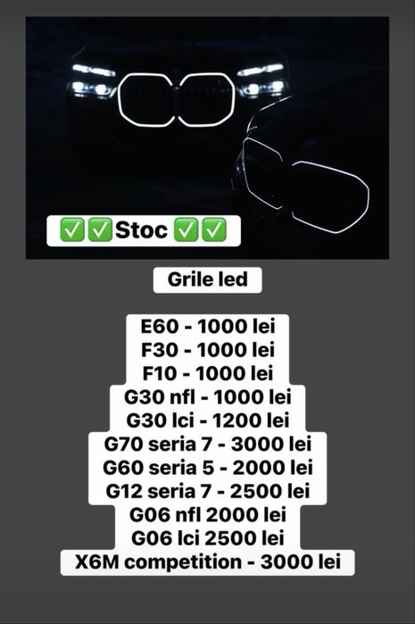 Grile Iluminate Led BMW G11 E60 F30 F10 G30 G60 G70 G12 X6 G06 F96 X6M
