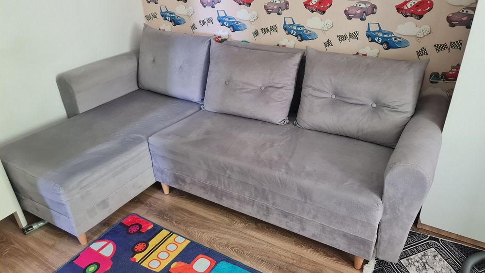 Coltar extensibil gri deschis catifea