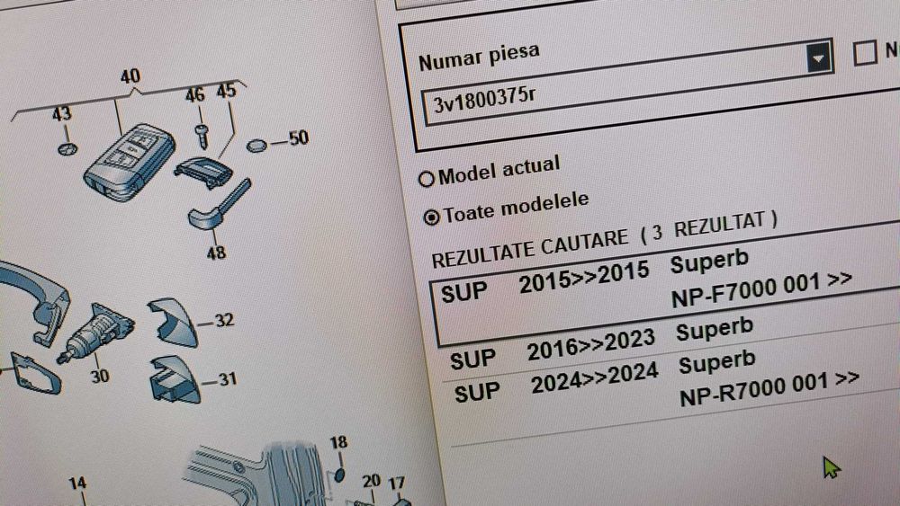 Cheie originala Skoda Superb keyless PROGRAMABILA 2 modele