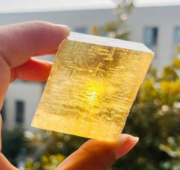 Calcite Естествен Кристал Медено Оранжев Калцит Жълт Калцит Минерал