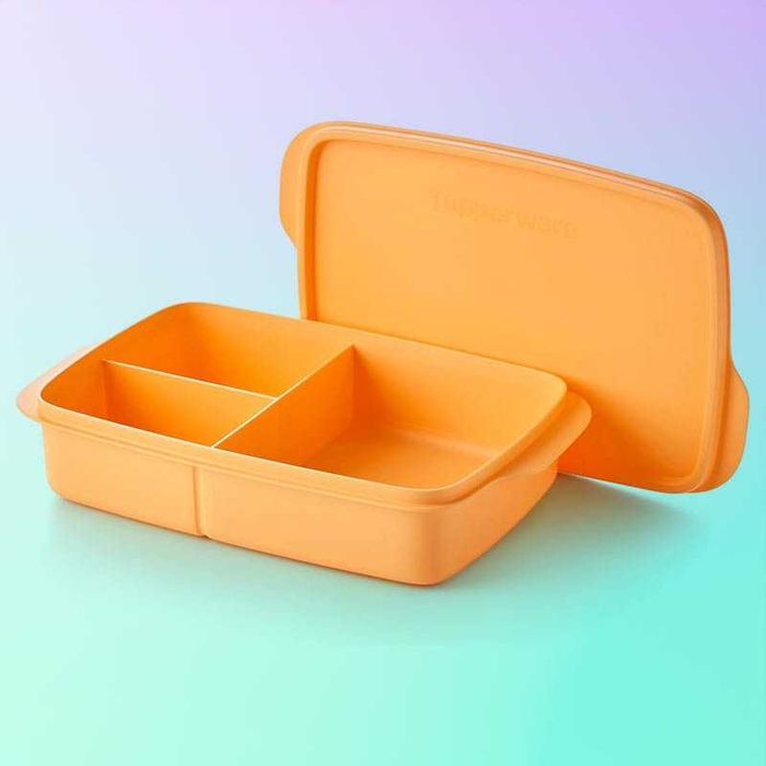 Кутия за обяд с разделения, 1 л, Tupperware, синя и оранжева