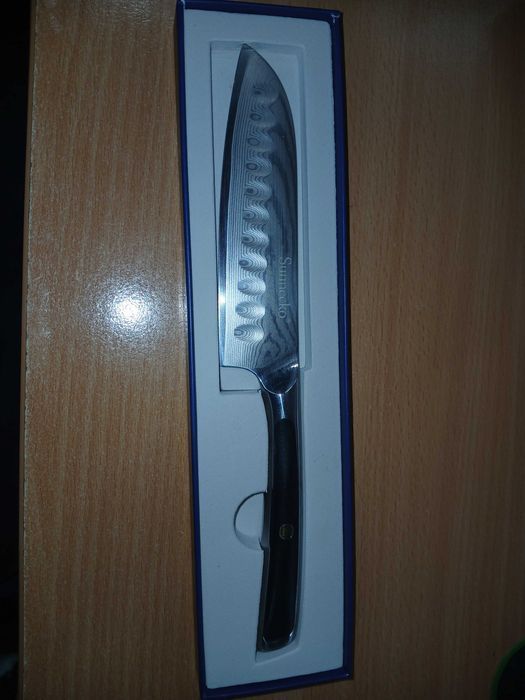 Cutit Santoku 12.7 cm Sunnecko, otel Damascus, maner G10