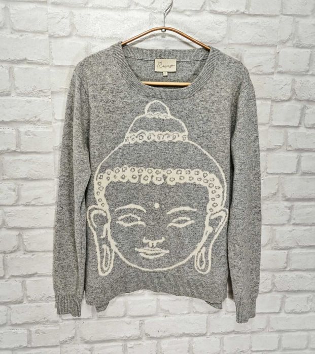 Rasas Buddha Print 100% Кашмирен дамски пуловер размер S