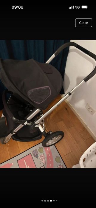 Cărucior Quinny negru aluminiu roți cauciuc