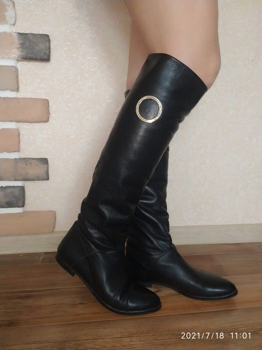 Сапоги черные, натуральная кожа. 37 размер.