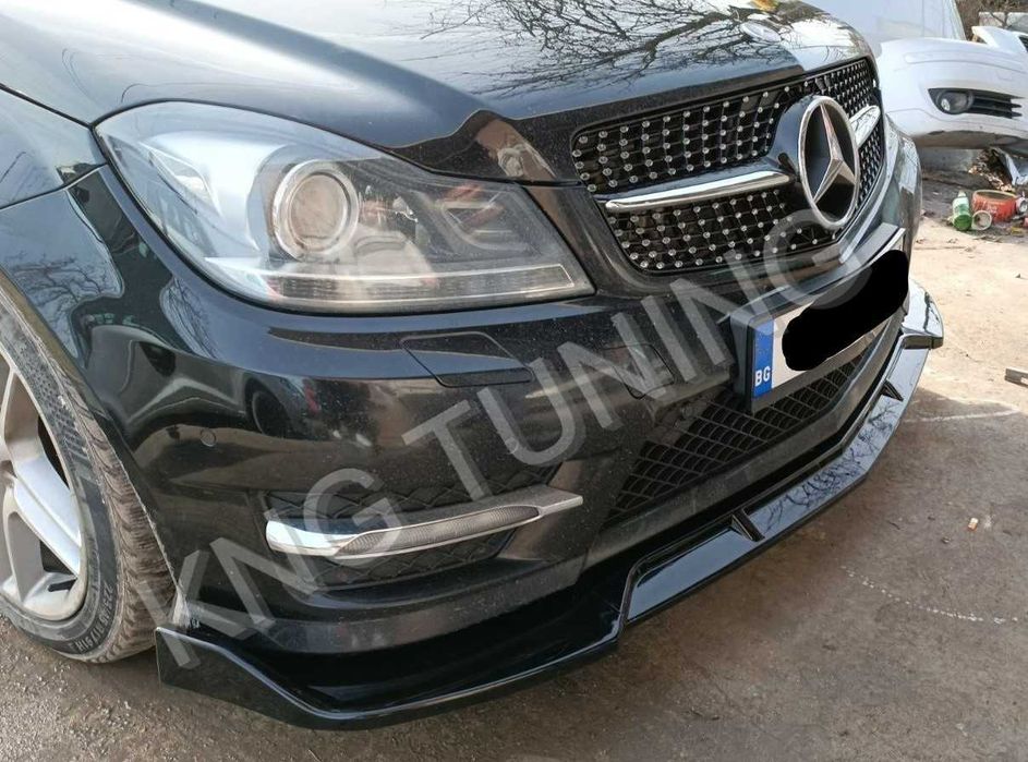 Брабус преден лип спойлер за мерцедес в204 фейс амг / mercedes w204 facelift amg lip spoiler brabus / добавка за предна броня / нож