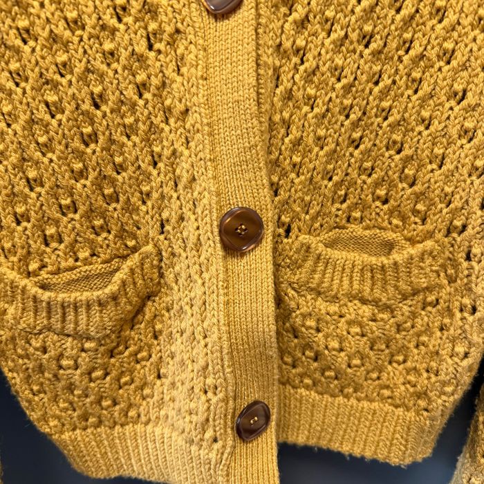 Cardigan tricotat damă, culoare galben muștar, mărimea S-M, aproape nou