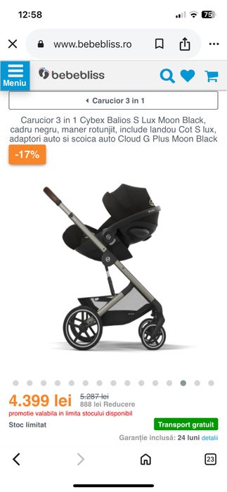 Carucior 3 in 1 cybex S Lux