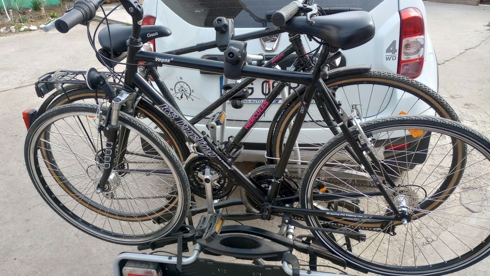 Suport thule 3 biciclete+2 suporți cadru bicicleta dama