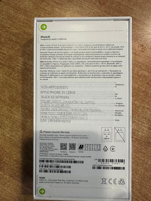 Apple iPhone 15 128GB Black 5G ! NOU, SIGILAT !