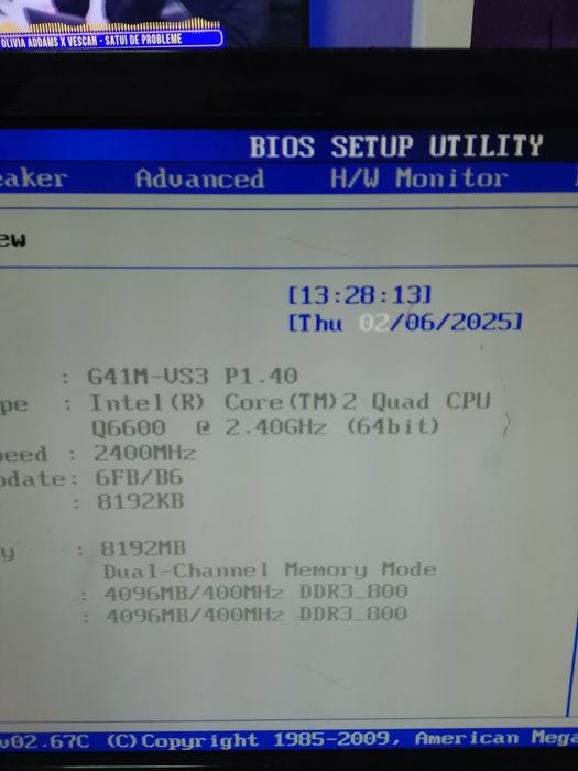 Q6600 quad  core 2,4 ghzx4 ddr3, 8gb dual simetric.