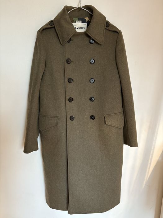 Дълго вълнено палто Zara,цвят милитъри зелено,размер М