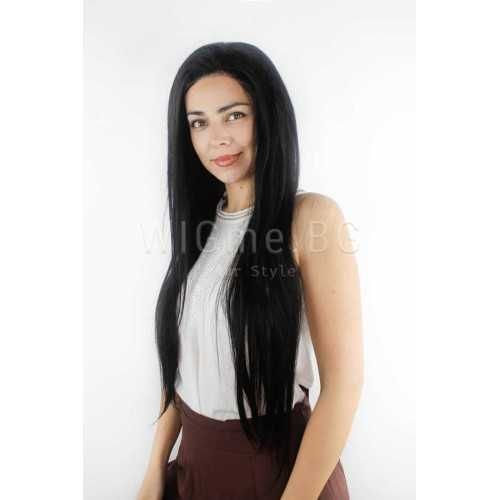 100% естествена Virgin Remy черна лейс фронт перука серия Белисима
