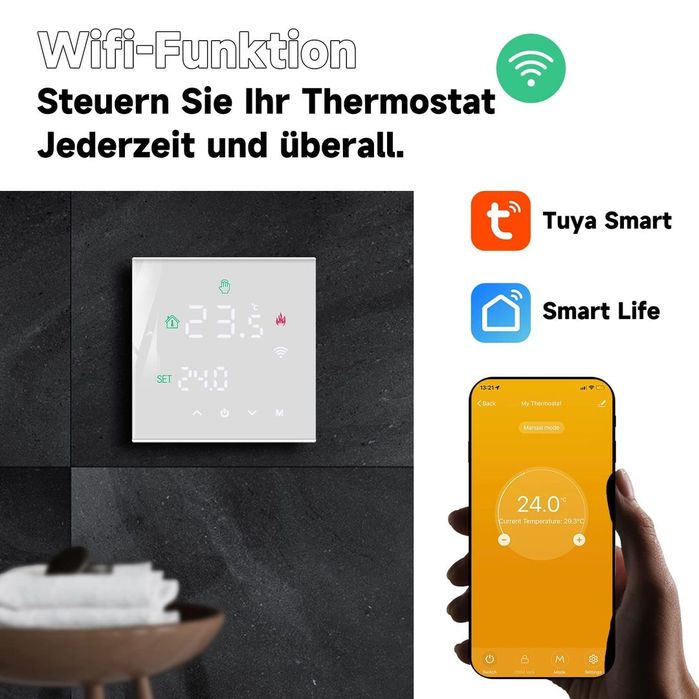 Termostat WiFi centrală gaz Tuya smart programabil TGW60W-WPB